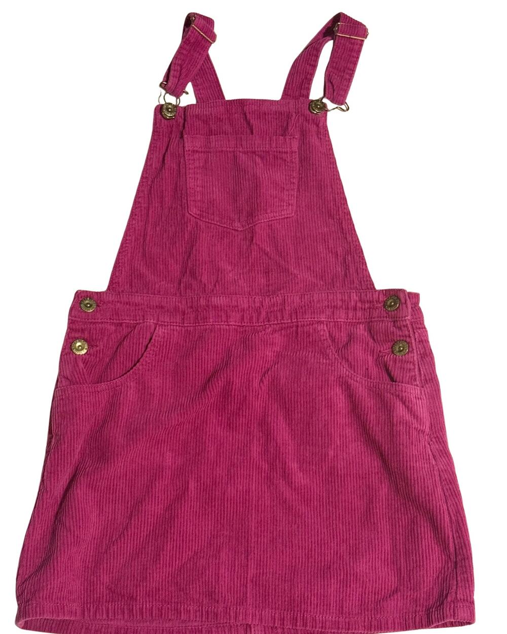 Forever 21 Girls Corduroy Jumper Dress Size 11/12 Hot Pink Overall Y2K